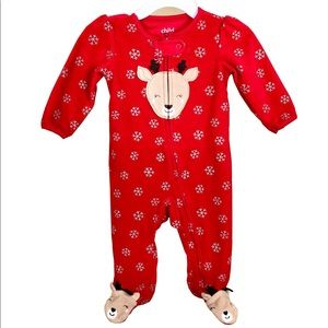 Red Christmas footsie pajamas for baby girl